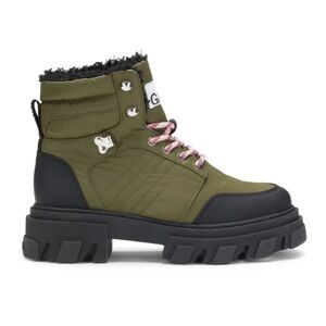 Ganni Olive Green and Black Hiking Boots